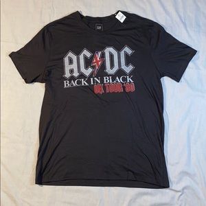 Retro AC/DC Back In Black UK Tour 1980 Gap Tee NWT